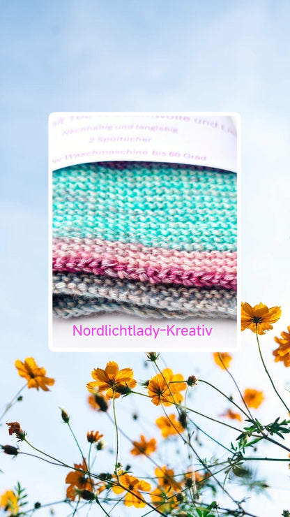 Pastellfarben!                Gestrickte Spültücher oder Waschlappen aus                 100% iger Baumwolle 2er- Set