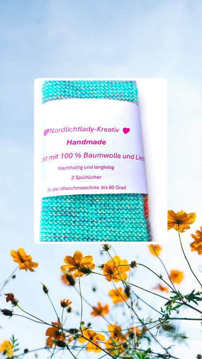 Pastellfarben!                Gestrickte Spültücher oder Waschlappen aus                 100% iger Baumwolle 2er- Set