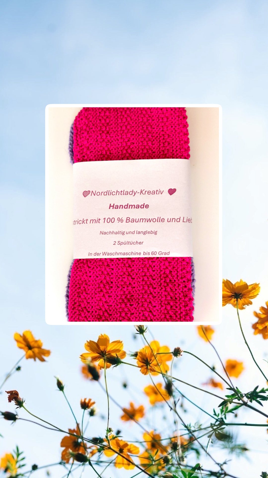 Kräftige Farben!             Gestrickte Spültücher aus 100 % iger Baumwolle. 2- Set